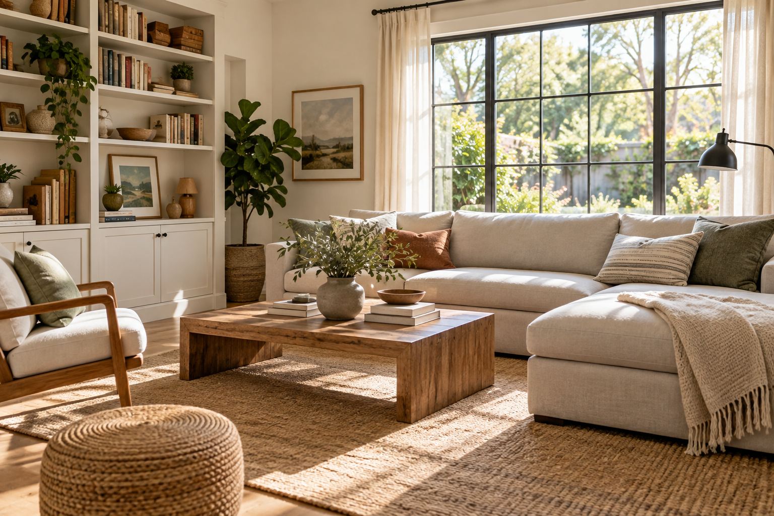 A cozy Castaic living room, illustrative